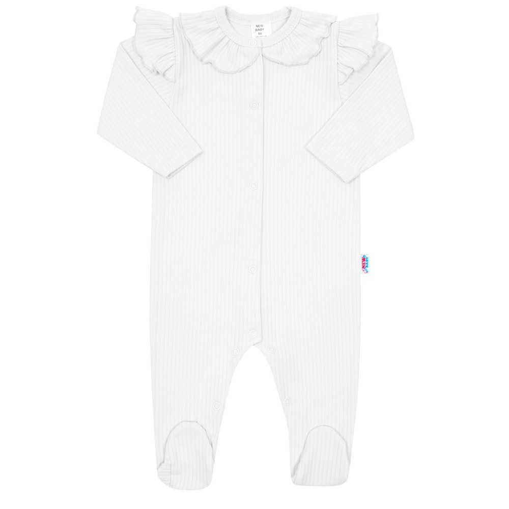 Dojčenský bavlnený overal New Baby Stripes biely 62 (3-6m)