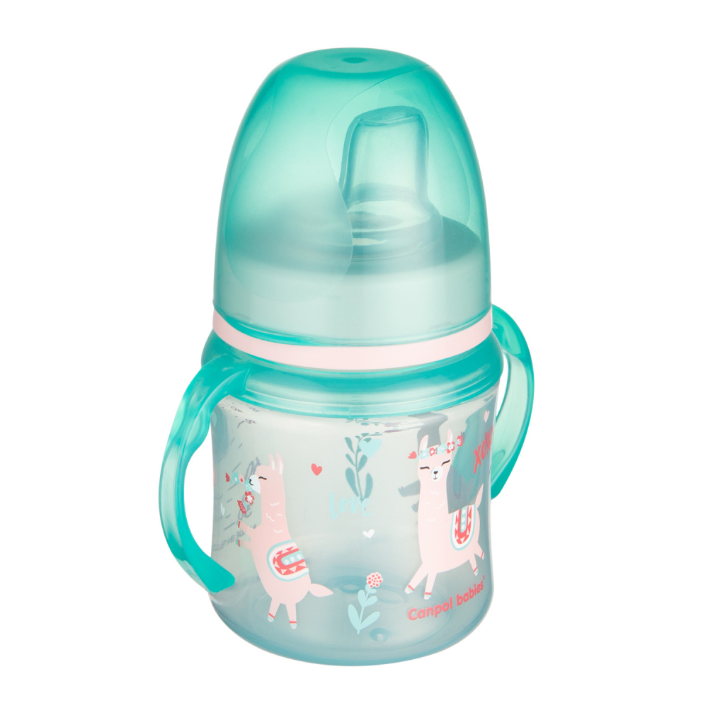 Canpol babies Tréningový hrnček so svietiacimi úchytmi EXOTIC ANIMALS 120ml zelený
