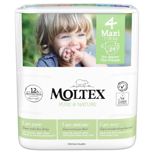 2x MOLTEX Pure&Nature Plienky jednorázové 4 Maxi (7-18 kg) 29 ks