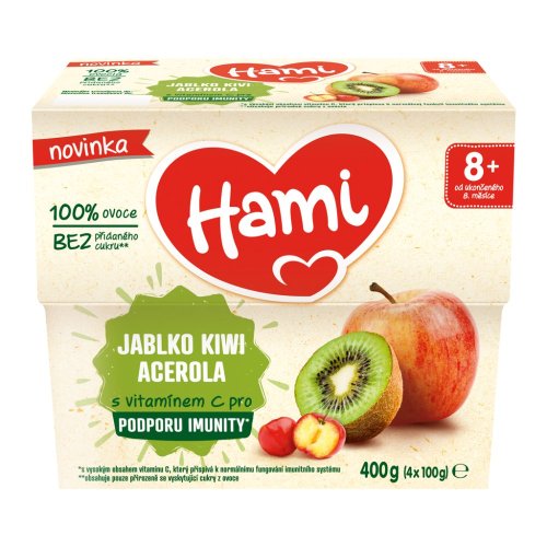 HAMI Príkrm ovocný 100% ovocie jablko kivi acerola 400g