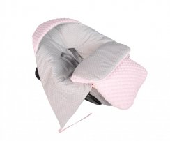 Fusak TESORO  N 22 -ružová Minky + bavlna sivá biele bodky