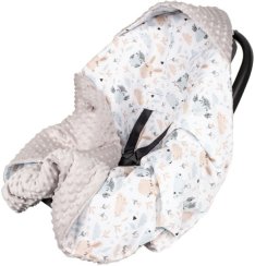 Infantilo deka s kapucňou do autosedačky - Poľné zvieratka /sivá