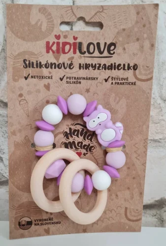 Kidi Love Hrýzadlo / hrkálka 2v1 silikónové MÝVAL purple