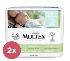 2x MOLTEX Pure&Nature Plienky jednorázové Newborn (2-4 kg) 22 ks