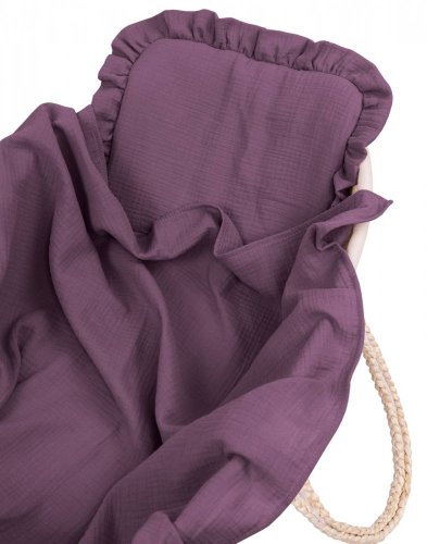 Letní deka s polštářkem mušelín švestková