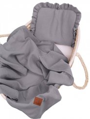 Letní deka s polštářkem mušelin šedá