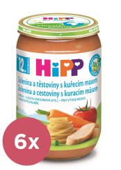 6x HiPP BIO Zelenina a cestoviny s kuracím mäsom od 12. mesiaca, 220 g 220 g, od 1 roka