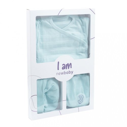 3-dielna dojčenská súpravička do pôrodnice New Baby I AM modrá 56 (0-3m)