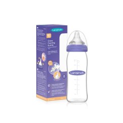 LANSINOH Fľaša sklenená dojčenská s NaturalWave® cumľom (M) 240ml