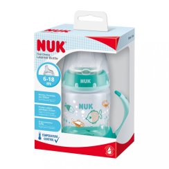 NUK Fľaša dojčenská na učenie s kontrolou teploty 150 ml zelená