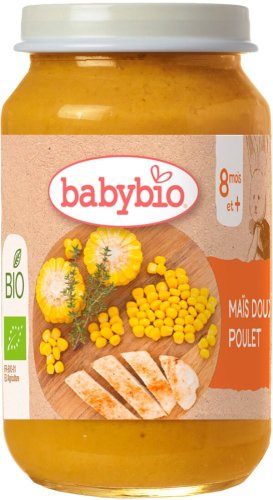 BABYBIO Bio sladká kukurica s farmárskym kuracím mäsom 200 g