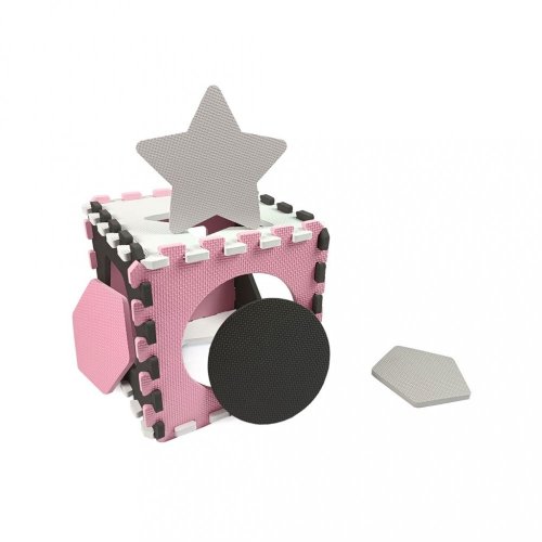 Penové puzzle podložka ohrádka Milly Mally Jolly 3x3 Shapes Pink Grey
