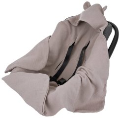Infantilo mušelínová deka s kapucňou do autosedačky béžová
