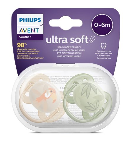 Philips AVENT Cumlík Ultrasoft Premium zvieratko 0-6m chlapec 2 ks