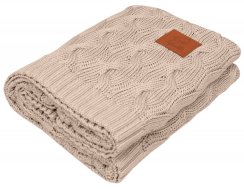 Bambusová deka vzor pletený vrkoč - Béžová