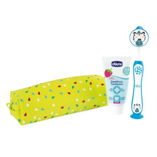 CHICCO Set zubná kefka a pasta v puzdre - Tiger, 3r+