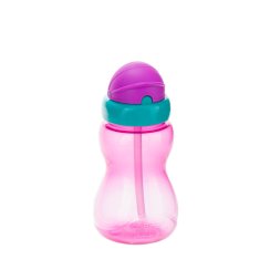 Canpol babies Športová fľaša so silikónovou slamkou s otočným vrchnákom 270 ml ružová