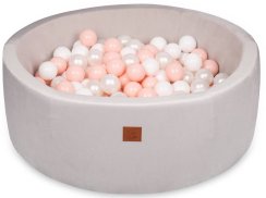 Suchý bazén s VELVET míčky - Šedý/růžové míčky