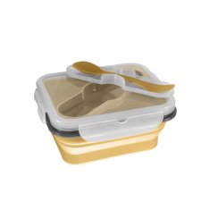 Silikónový box na občerstvenie s príborom malý, Mustard Yellow