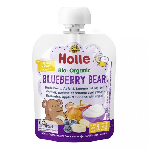 3x HOLLE BIO Blueberry bear - detské ovocné pyré s jogurtom 85 g