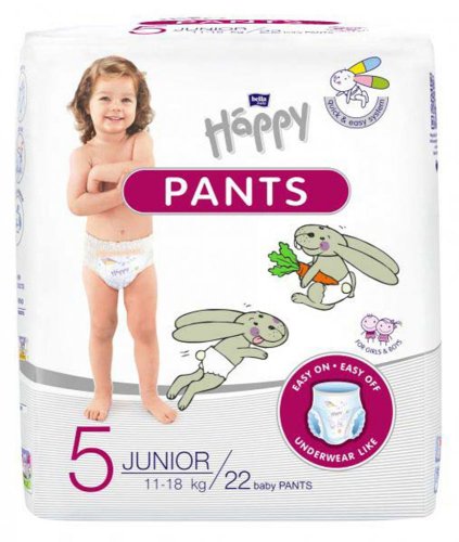 BELLA HAPPY Pants Nohavičky plienkové jednorazové 5 Junior (11-18 kg) 132 ks - MESAČNÉ BALENIE