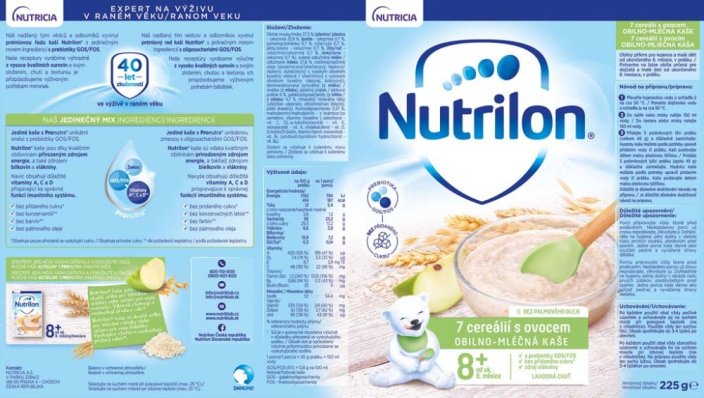 NUTRILON Pronutra Mliečna kaša 7 cereálií s ovocím od uk. 8. mesiaca 225 g