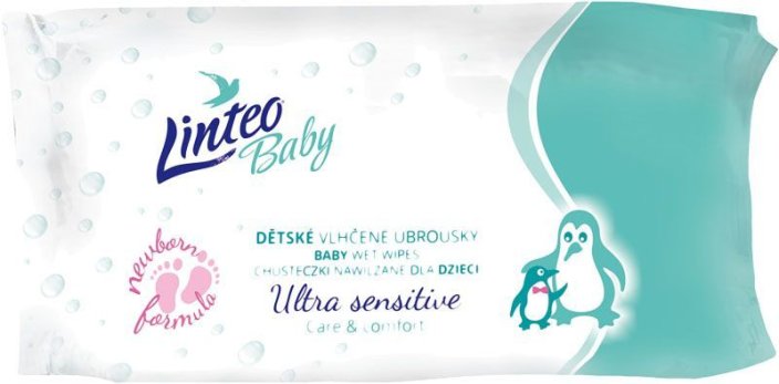 4x LINTEO Baby vlhčené ubrousky Sensitive 64 ks