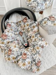 Infantilo deka s kapucí do autosedačky Velvet - Květy retro