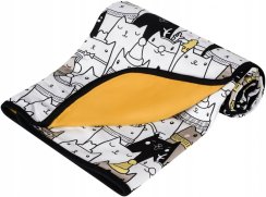 Letní deka dvojitá bavlna (dres) - kočky/hořčicová
