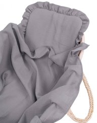 Letná deka s vankúšikom mušelín sivá