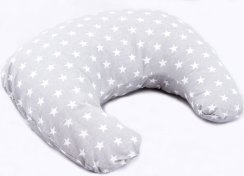 Malý polštář ke kojení hvězdy bílé na šedém
