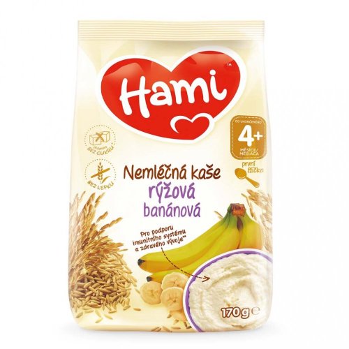 9x HAMI Kaša nemliečna ryžová banánová 170 g, 4m+