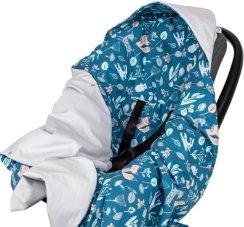 Infantilo deka s kapucňou do autosedačky VELVET - Líška na tmavomodrom /sivá