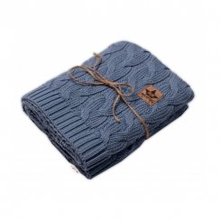 Bambusová deka vzor pletený vrkoč - Jeans