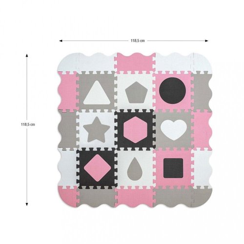 Penové puzzle podložka ohrádka Milly Mally Jolly 3x3 Shapes Pink Grey