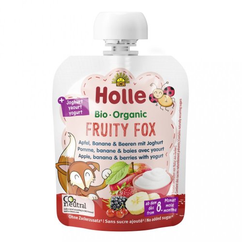 3x HOLLE BIO Fruity fox - detské ovocné pyré s jogurtom 85 g
