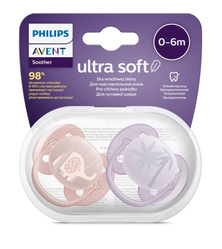 Philips AVENT Cumlík Ultrasoft Premium zvieratko 0-6m dievča 2 ks