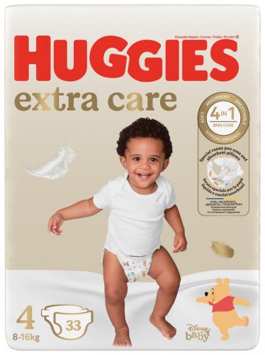 4x HUGGIES® Plienky jednorázové Extra Care 4 (8-14 kg) 33 ks