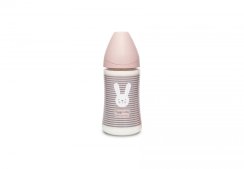 SUAVINEX | Premium fľaša 270 ml 3P HYGGE prúžky - ružová