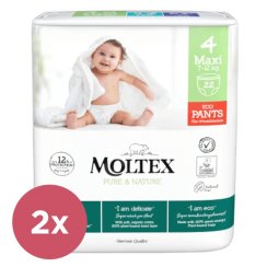 2x MOLTEX Pure&Nature Nohavičky plienkové jednorázové 4 Maxi (7-12 kg) 22 ks