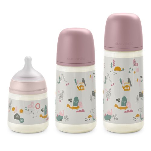 SUAVINEX | Dojčenská fľaša 360 ml L Walk - ružová