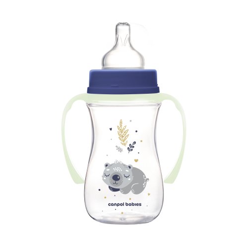 Canpol babies Antikoliková fľaša EasyStart so svietiacimi úchytmi SLEEPY KOALA 240ml modrá