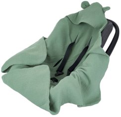 Infantilo mušelínová deka s kapucí do autosedačky zelený záliv