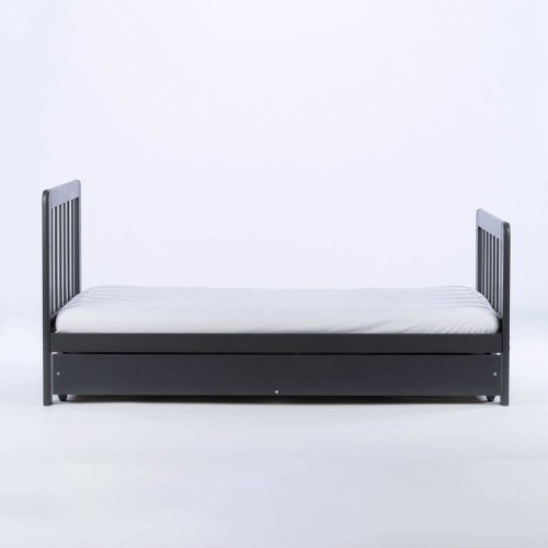 Detská posteľ so zábranou a šuplíkom Drewex Nidum 140x70 cm grafit
