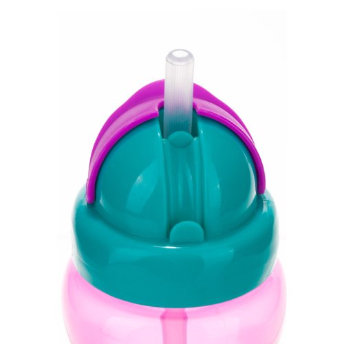Canpol babies Športová fľaša so silikónovou slamkou s otočným vrchnákom 270 ml ružová