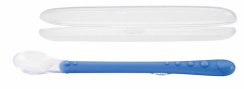 NUBY Lyžička silikón s dlhou rúčkou a s obalom 1 ks, 6 m+, modrá