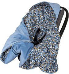 Infantilo deka s kapucňou do autosedačky VELVET - Kamienky na tmavomodrom/ jeans