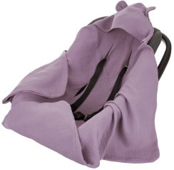 Infantilo mušelínová deka s kapucňou do autosedačky levanduľa