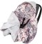 Infantilo deka s kapucňou do autosedačky VELVET - Kvety na ružovom/sivá