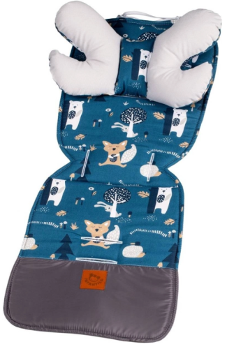 Podložka do kočíka s vankúšikom VELVET Forest navy / siva